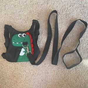 Dinosaur Toddler Harness Backpack & Wrist - Black and Green